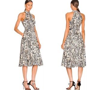Diane Von Furstenberg Marble Nicola Abstract Belted Midi Dress Halter